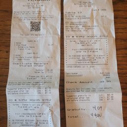 Receipt for a bad experience. Receipt for a bad experience.