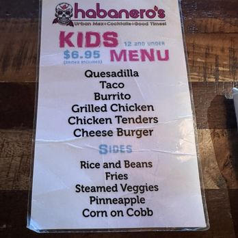 Habaneros 22 - Kids menu - Wraps Near Me - Madisonville, Louisiana Habaneros 22 - Kids menu - Wraps Near Me - Madisonville, Louisiana