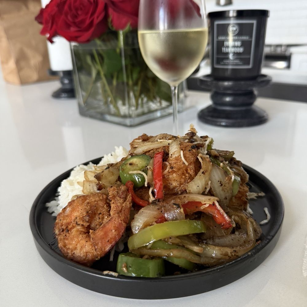 Tiki Thai - This was my order to go and plated at home. Black Pepper Shrimp. - Thai Near Me - Atlanta, Georgia Tiki Thai - This was my order to go and plated at home. Black Pepper Shrimp. - Thai Near Me - Atlanta, Georgia