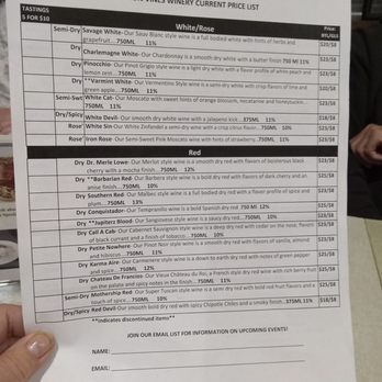 Iron Vines Winery - a menu for a wine tasting event - Wine Bars Near Me - Sunbury, Pennsylvania Iron Vines Winery - a menu for a wine tasting event - Wine Bars Near Me - Sunbury, Pennsylvania