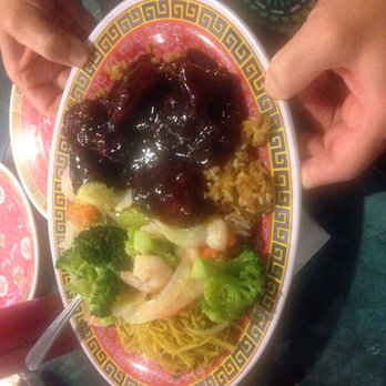 Chinatown Express - Orange chicken, shrimp vegetables, and Singapore noodles for 7 dollars. The orange chicken and Singapore noodles are amazing! - Cantonese Near Me - Washington, DC, District of Columbia