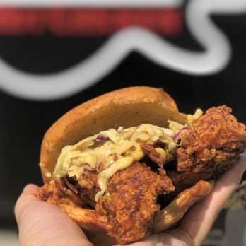 Rosalyn's Hot Chicken - Extra hot sandwich is so good! - Food Trucks Near Me - Houston, Texas Rosalyn's Hot Chicken - Extra hot sandwich is so good! - Food Trucks Near Me - Houston, Texas
