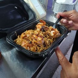 Hibachi noodles with shrimp, chicken and steak. Hibachi noodles with shrimp, chicken and steak.