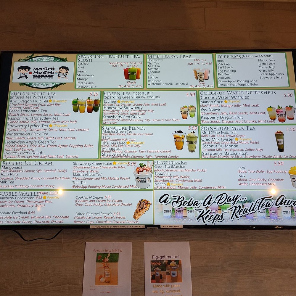 Moshi Moshi Boba Cafe - Menu - Bubble Tea Near Me - Greensboro, North Carolina Moshi Moshi Boba Cafe - Menu - Bubble Tea Near Me - Greensboro, North Carolina