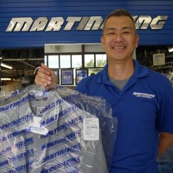 Martinizing Free Pick Up and Delivery - Nathan with a freshly cleaned shirt!