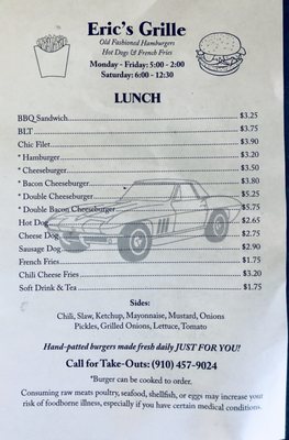 Menu photo 2 Eric's Grille Southport, NC Menu photo 2 Eric's Grille Southport, NC