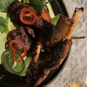 Animae - HUNAN LAMB CHOPS cumin, szechuan peppercorn, cilantro cream - Asian Fusion Near Me - San Diego, California Animae - HUNAN LAMB CHOPS cumin, szechuan peppercorn, cilantro cream - Asian Fusion Near Me - San Diego, California