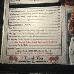 Ritz Dogs - Menu January 2026