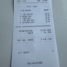 Final bill Final bill