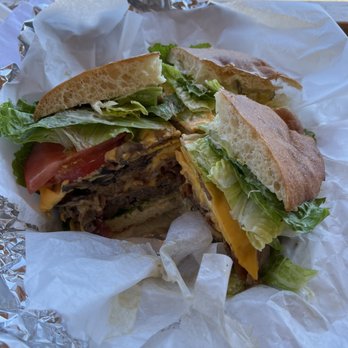 The Butte Burger Place - Freedom burger cut into 4 - Burgers Near Me - Palmer, Alaska The Butte Burger Place - Freedom burger cut into 4 - Burgers Near Me - Palmer, Alaska