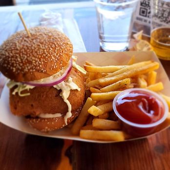 Brew Kitchen Bar - Fish Burger and fries - Gastropubs Near Me - Monterey Park, California Brew Kitchen Bar - Fish Burger and fries - Gastropubs Near Me - Monterey Park, California