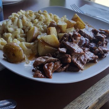 The Upper Room Kitchen - Mac and cheese with steak and potatoes. - Salad Near Me - Tracy, California The Upper Room Kitchen - Mac and cheese with steak and potatoes. - Salad Near Me - Tracy, California