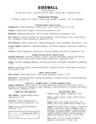 Menu photo 8 Sidewall Pizza Travelers Rest, SC