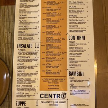 Centro - menu - Cafes Near Me - Orange, California