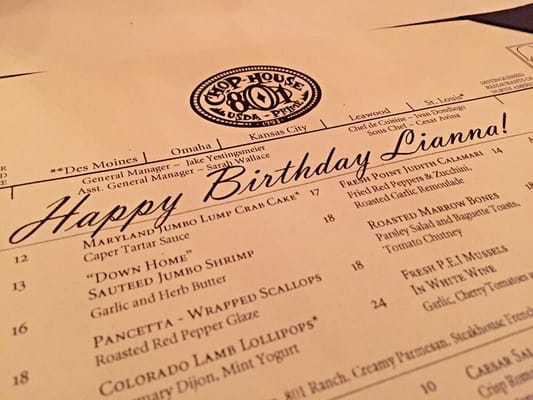 Menu photo 7 801 Chophouse Omaha, NE