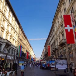 Via Dante - Via Dante, looking east, all dressed up for Expo.