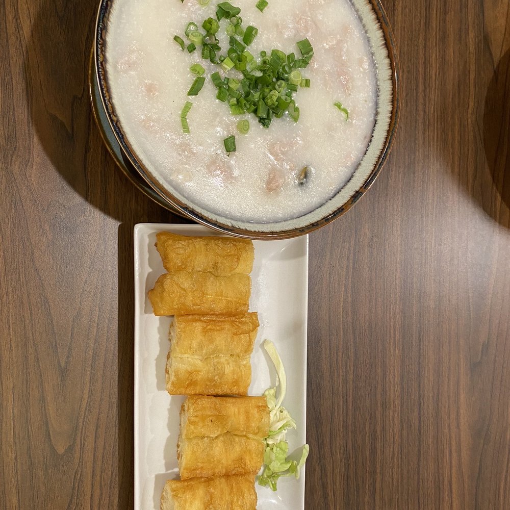 Rice Express - Preserved Egg and Pork Congee with Chinese donuts - Chinese Near Me - Folsom, California Rice Express - Preserved Egg and Pork Congee with Chinese donuts - Chinese Near Me - Folsom, California