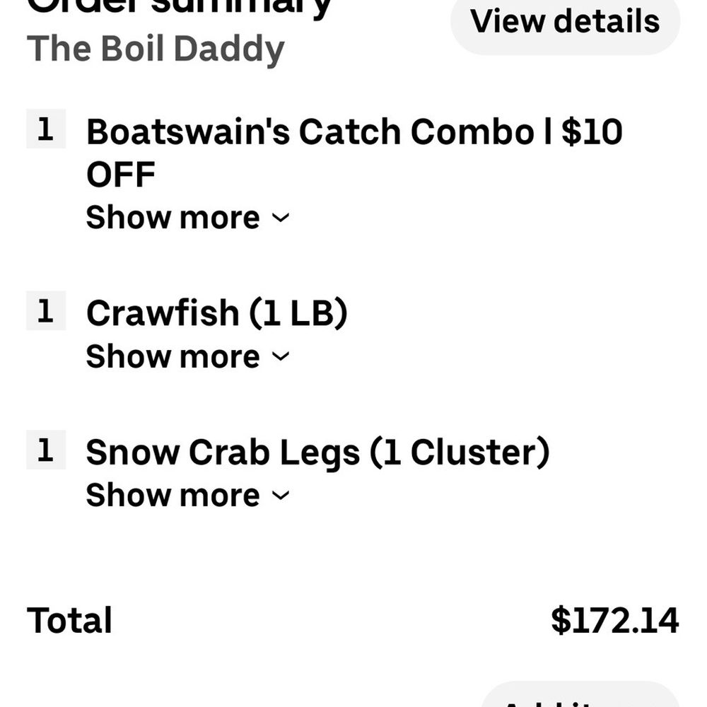 Boil Daddy - This is receipt from today's order. - Cajun/Creole Near Me - Stanton, California