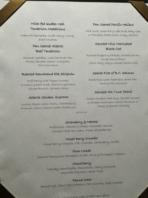 Menu photo 7 The Post Hotel Dining Room Lake Louise, AB