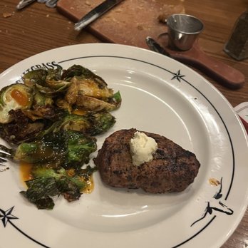 Saltgrass Steak House - Filet with Brussels sprouts. - Steakhouses Near Me - Lubbock, Texas Saltgrass Steak House - Filet with Brussels sprouts. - Steakhouses Near Me - Lubbock, Texas