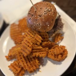 Junction 35 Spirits - Mountain Mile Location - Black and bleu burger w/ sweet potato fries