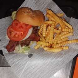 Tnt's Sports Bar & Grill - Build Your Own Burger With Lettuce, Tomato, Raw Onion, and Bacon With Side of Fries!
