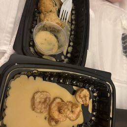 The crab, stuffed mushrooms and Gorgonzola Shrimp. $40. I was told I could get the food off the shelf myself never ever again.