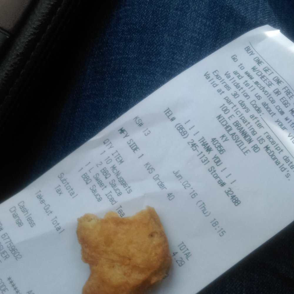 McDonald's - a piece of fried chicken on a receipt - Burgers Near Me - Nicholasville, Kentucky McDonald's - a piece of fried chicken on a receipt - Burgers Near Me - Nicholasville, Kentucky