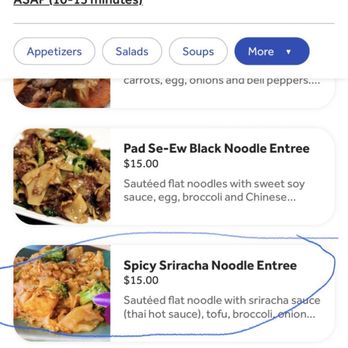 Yummy Thai - menu- Spicy Sriracha Noodle Entree - Thai Near Me - New York, New York