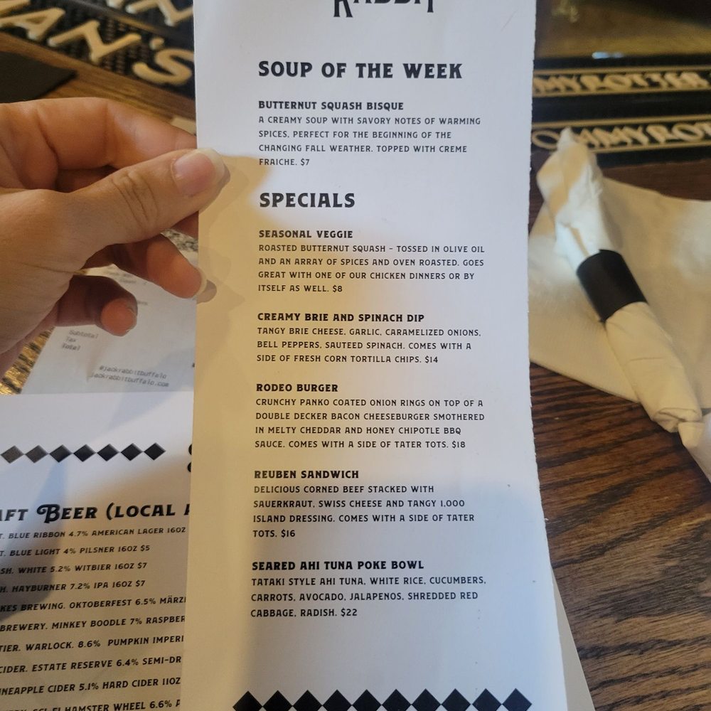 Jack Rabbit - Menu - Bars Near Me - Buffalo, New York Jack Rabbit - Menu - Bars Near Me - Buffalo, New York