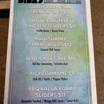 Bibas Courtyard Grill - Happy hour menu 11/23 - American Near Me - Honolulu, Hawaii Bibas Courtyard Grill - Happy hour menu 11/23 - American Near Me - Honolulu, Hawaii