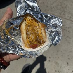 Chili cheese hot dog