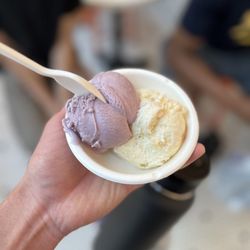 Jeni's Splendid Ice Creams - Wildberry lavender and sweet cream biscuits & peach jam ice cream