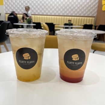 Fluffy Fluffy - Yuzu (left) and Strawberry (right) refreshers - Desserts Near Me - Tustin, California Fluffy Fluffy - Yuzu (left) and Strawberry (right) refreshers - Desserts Near Me - Tustin, California