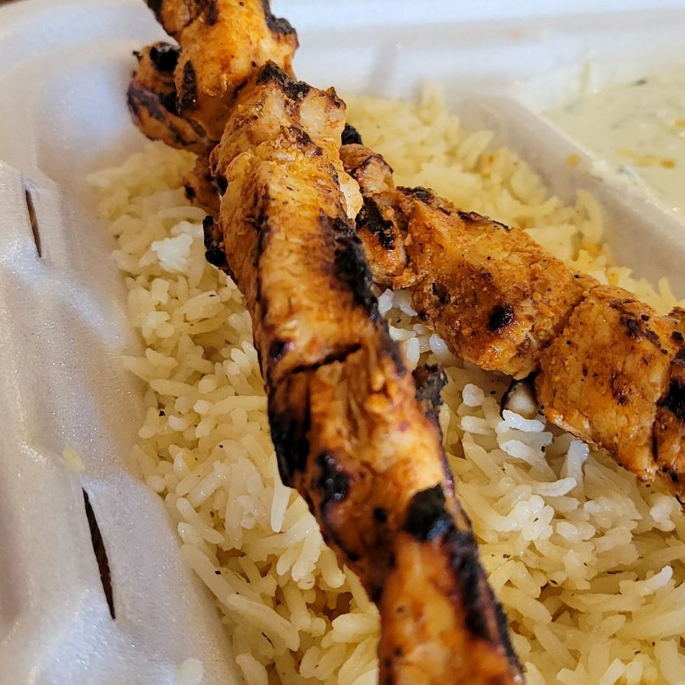 Greek Kouzina - Double Skewers Rice Platter IG: @the_n.c_foodie - Greek Near Me - Pittsboro, North Carolina
