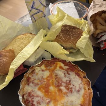 Pizza King - Lasagna! Cheesy and delicious with garlic bread! Burger combo, oh the fries are addictive!! - Pizza Near Me - San Bernardino, California Pizza King - Lasagna! Cheesy and delicious with garlic bread! Burger combo, oh the fries are addictive!! - Pizza Near Me - San Bernardino, California