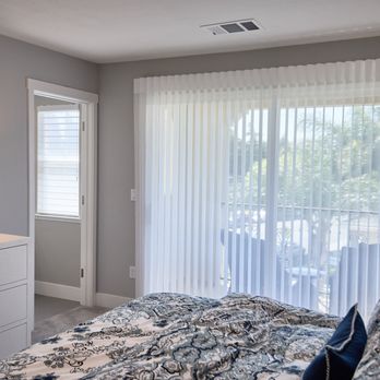 Windows & Beyond - Sunnyvale Proj, use Hunter Douglas Luminette to cover the slider to give the bedroom privacy & darkening option & provide UV protection. - Shades & Blinds Near Me - Fremont, California Windows & Beyond - Sunnyvale Proj, use Hunter Douglas Luminette to cover the slider to give the bedroom privacy & darkening option & provide UV protection. - Shades & Blinds Near Me - Fremont, California