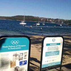 Manly Pathway of Olympians & Paralympians - In the water is a section covered in nets to protect people from shark attacks.