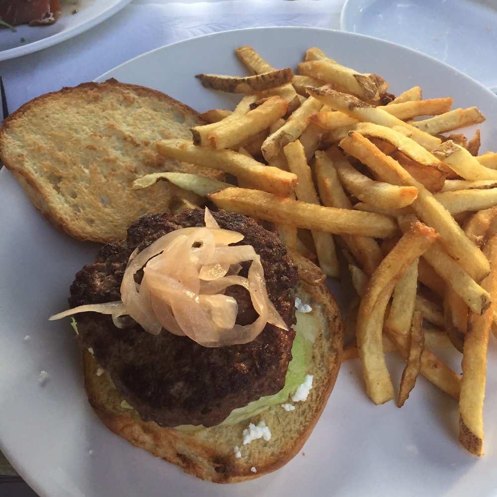 Bar Bouchee - Bison burger, garnishing was nice but potentially too much going on - French Near Me - Madison, Connecticut