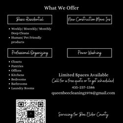 Queen Bee cleaning - What we offer.