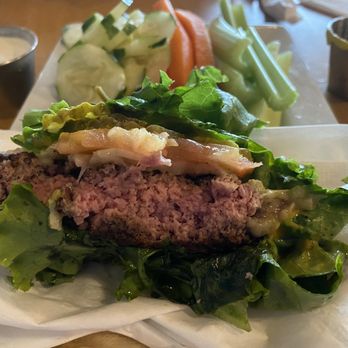 Hops Burger Bar - Burger in a lettuce wrap. - Burgers Near Me - Greensboro, North Carolina Hops Burger Bar - Burger in a lettuce wrap. - Burgers Near Me - Greensboro, North Carolina