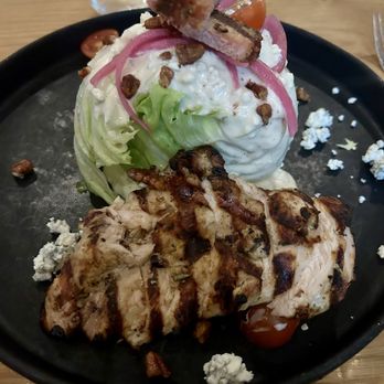 Campfire Restaurant - Wedge salad ($15) and side of chicken ($8) - New American Near Me - Bryan, Texas