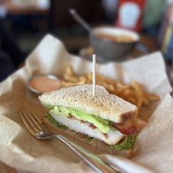 Lazy Dog Restaurant & Bar - Chicken blt sandwich and cajun fries