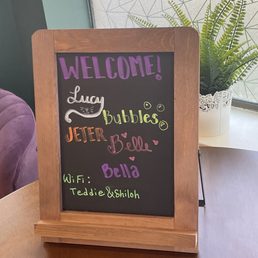 Welcome sign for the days patients featuring Bubbles! Welcome sign for the days patients featuring Bubbles!