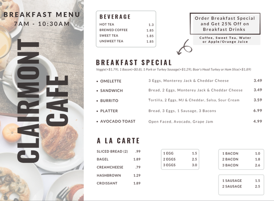 Menu photo 2 Clairmont Cafe Atlanta, GA