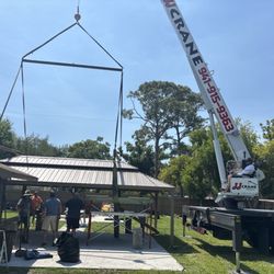 J J Crane Service - Lifting and moving the gazebo.