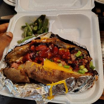 Big Horn BBQ - Bake Potato with the works! (Brisket & Sausage) - Barbeque Near Me - Pearland, Texas