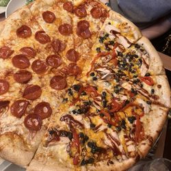Dewey's Pizza - Half Pepperoni and half SOUTHWEST BBQ CHICKEN
