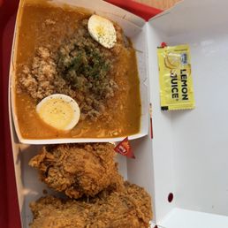 Spicy chicken joy with pancit palabok Spicy chicken joy with pancit palabok