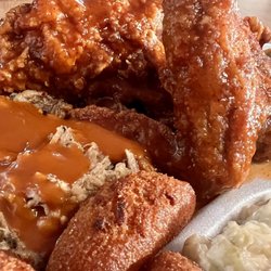 Phifer's Hot Wings & Bar-B-Q - Awesome spicy sauce on the BBQ pork & chicken